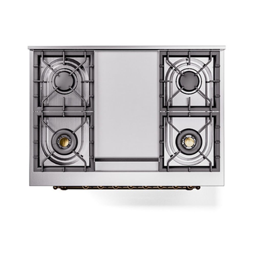 ILVE Nostalgie II Noblesse 36-Inch Natural Gas Dual Fuel Range and Triple Glass Door in Custom RAL with Bronze Trim (UN36FNMPRAB)