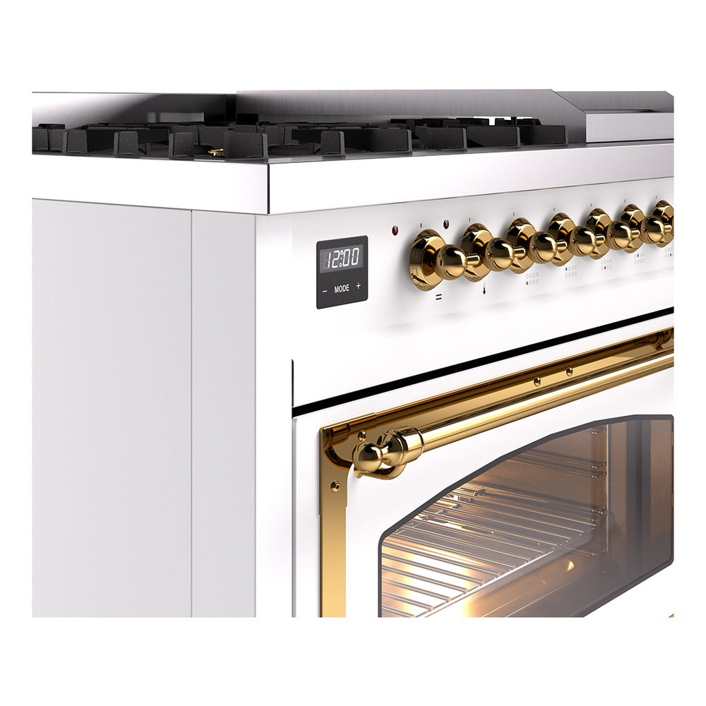 ILVE Nostalgie II Noblesse 48-Inch Dual Fuel Freestanding Range in RAL with Brass Trim (UN48FNMPRAGLP)