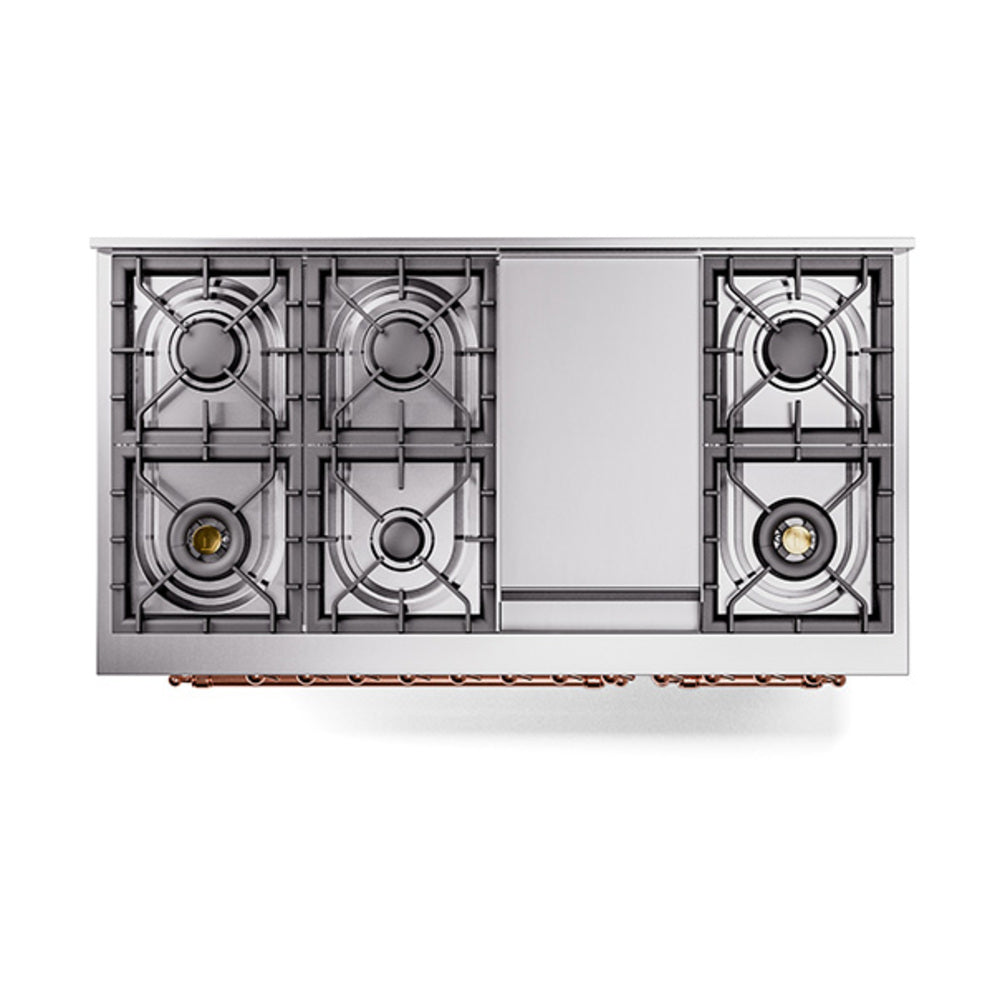 ILVE Nostalgie II Noblesse 48-Inch Dual Fuel Freestanding Range in Custom RAL with Copper Trim (UN48FNMPRAPLP)