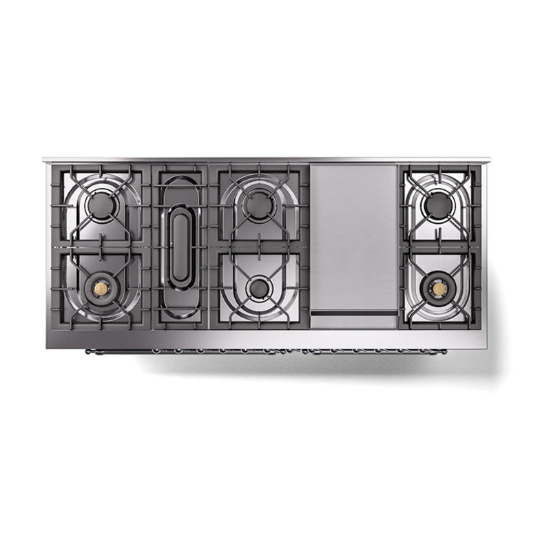 ILVE 60-Inch Nostalgie II Noblesse Natural Gas Dual Fuel Range in Midnight Blue with Chrome Trim (UN60FNMPMBC)