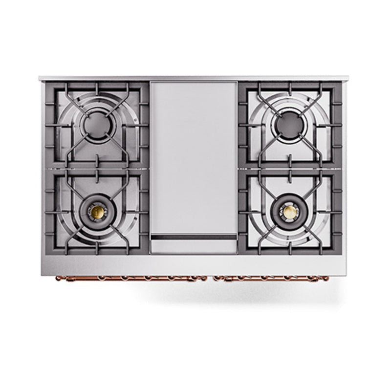 ILVE 40-Inch Nostalgie II Noblesse Propane Gas Dual Fuel Range with Solid Door Oven in Custom RAL with Copper Trim (UND40FQNMPRAPLP)