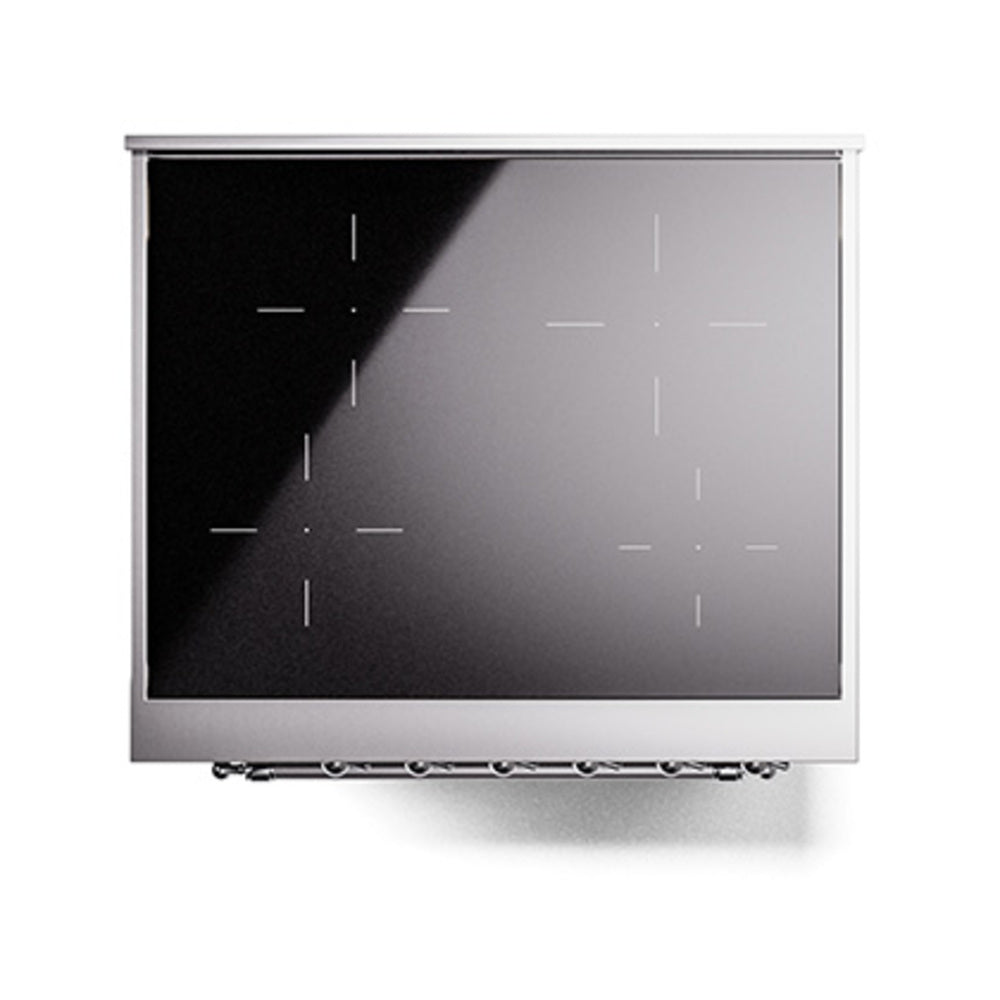 ILVE 30-Inch Nostalgie II Noblesse Induction Range with Solid Door Oven in Blue Grey with Chrome Trim (UNI304QNMPBGC)