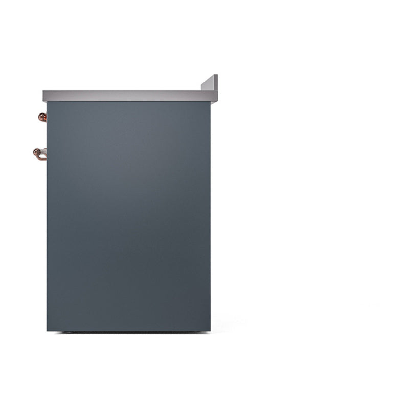ILVE 30-Inch Nostalgie II Noblesse Induction Range with Solid Door Oven in Blue Grey with Copper Trim (UNI304QNMPBGP)