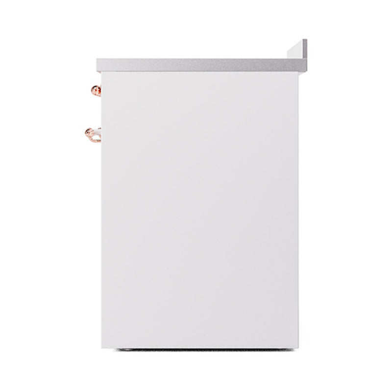 ILVE 30-Inch Nostalgie II Noblesse Induction Range with Solid Door Oven in White with Copper Trim (UNI304QNMPWHP)