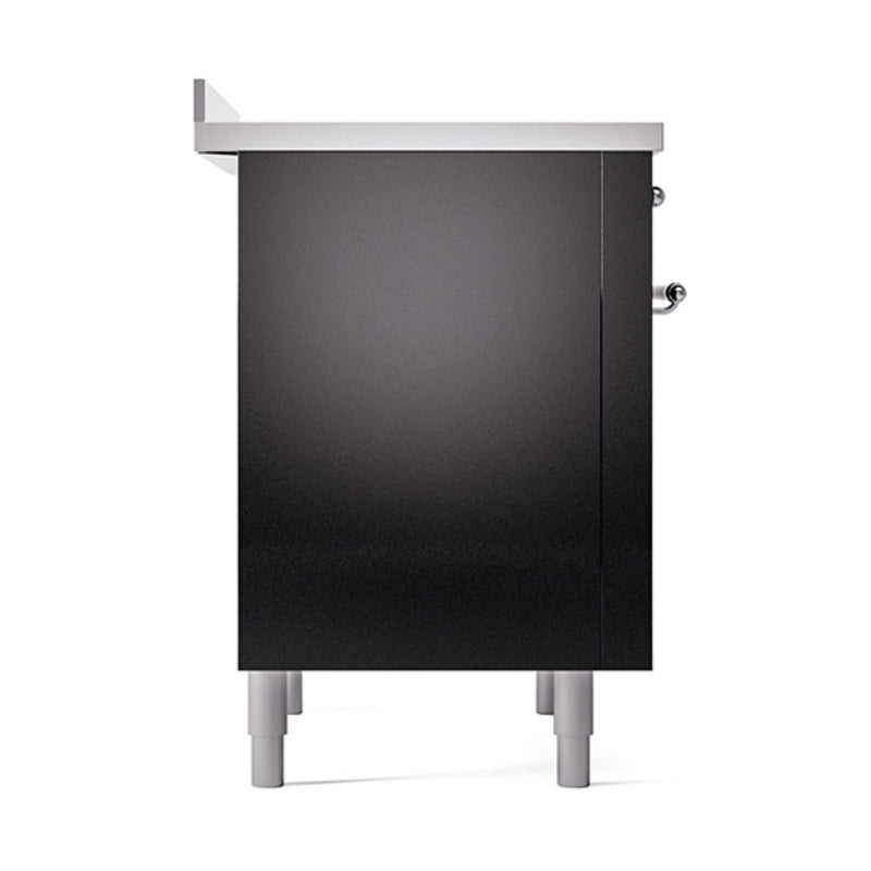 ILVE Nostalgie II Noblesse 36-Inch Induction Range with Solid Door in Glossy Black with Chrome Trim (UNI366QNMPBKC)