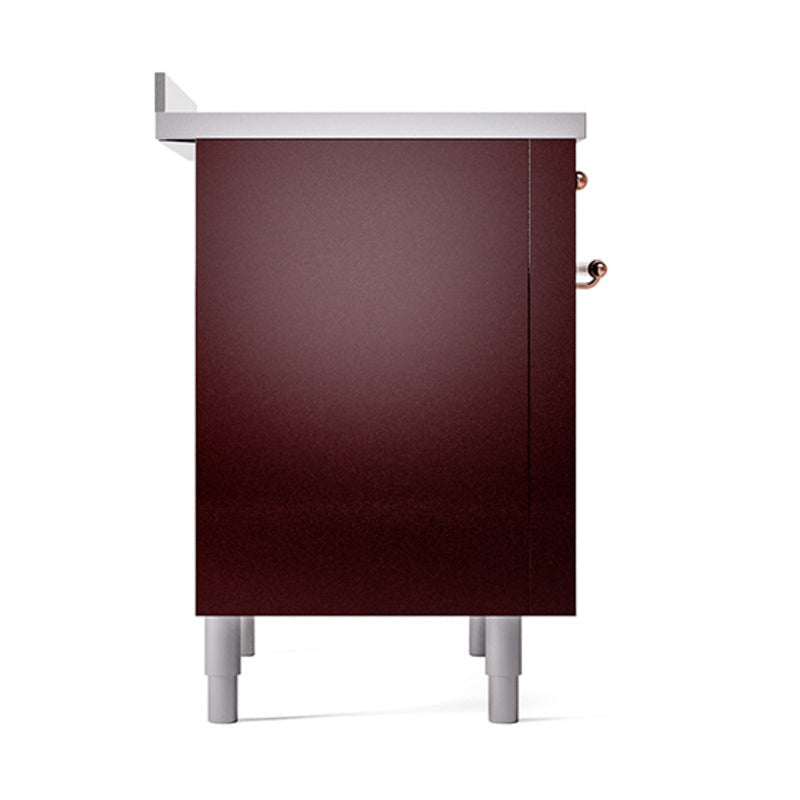 ILVE Nostalgie II Noblesse 36-Inch Induction Range with Solid Door in Burgundy with Copper Trim (UNI366QNMPBUP)