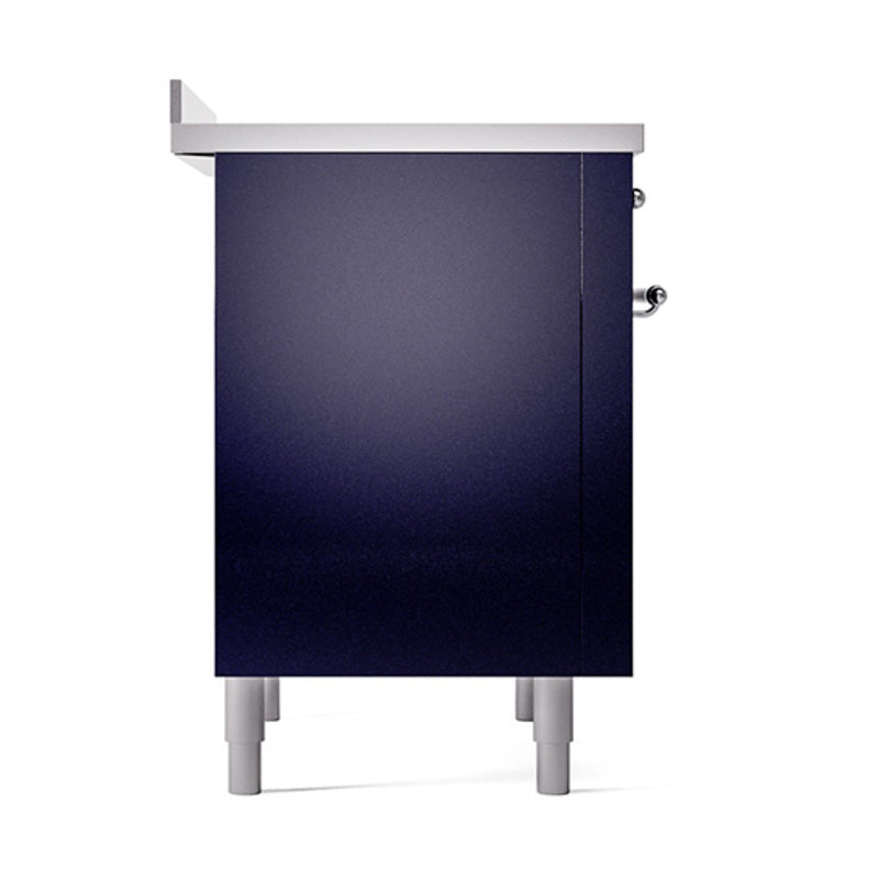 ILVE Nostalgie II Noblesse 36-Inch Induction Range with Solid Door in Midnight Blue with Chrome Trim (UNI366QNMPMBC)