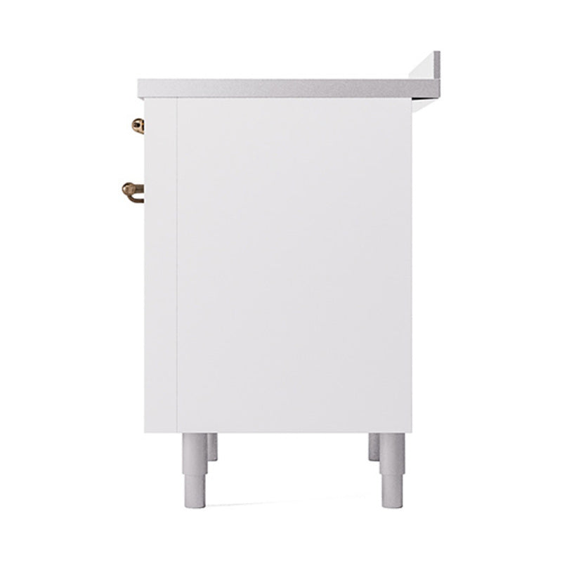 ILVE Nostalgie II Noblesse 36-Inch Induction Range with Solid Door in White with Bronze Trim (UNI366QNMPWHB)