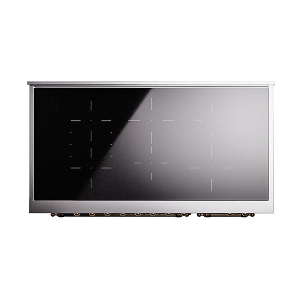 ILVE Nostalgie II Noblesse 48-Inch Induction Range with Solid Door Oven in Stainless Steel with Bronze Trim (UNI486QNMPSSB)