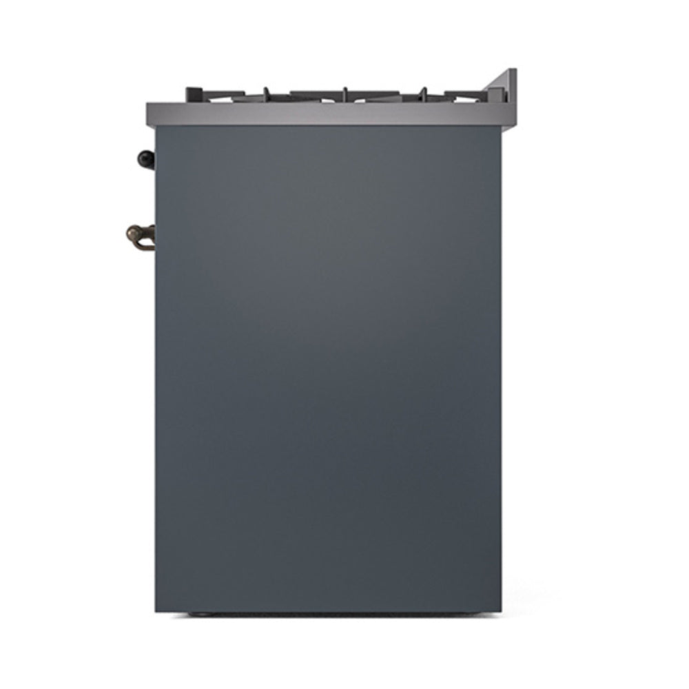ILVE Nostalgie II 30-Inch Freestanding Natural Gas Dual Fuel Range in Blue Grey with Bronze Trim (UP30NMPBGB)