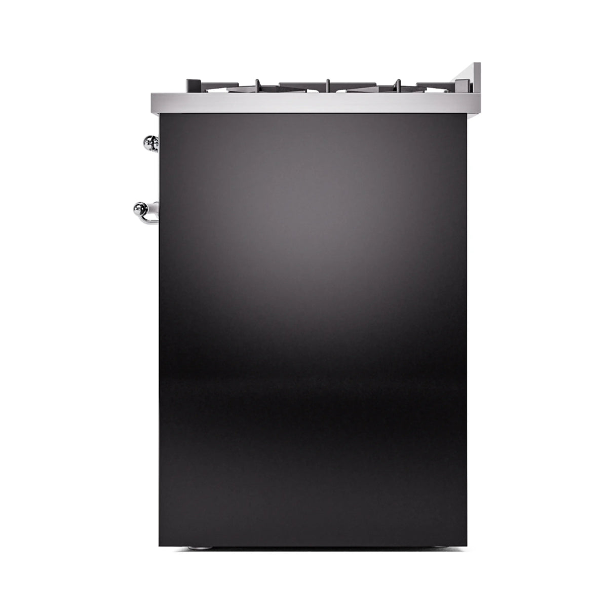 ILVE Nostalgie II 30-Inch Freestanding Natural Gas Dual Fuel Range in Glossy Black with Chrome Trim (UP30NMPBKC)