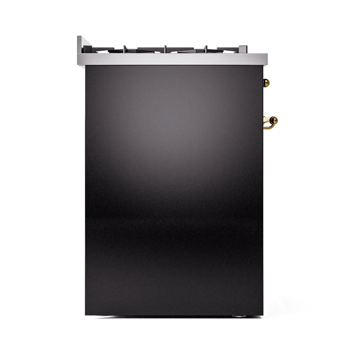ILVE Nostalgie II 30-Inch Dual Fuel Freestanding Range in Glossy Black with Brass Trim (UP30NMPBKGLP)