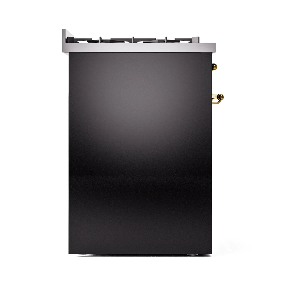 ILVE Nostalgie II 30-Inch Freestanding Natural Gas Dual Fuel Range in Glossy Black with Brass Trim (UP30NMPBKG)