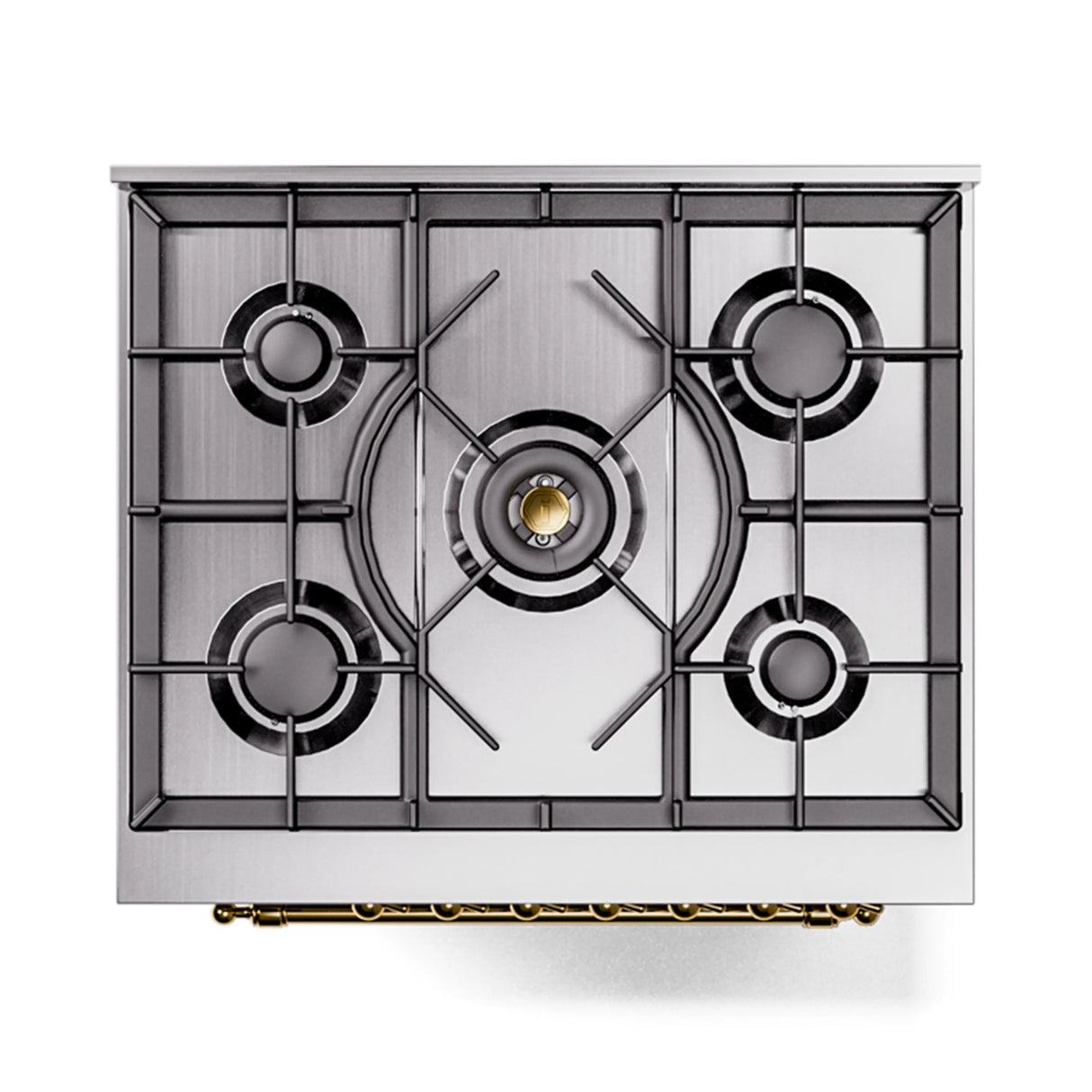 ILVE Nostalgie II 30-Inch Freestanding Natural Gas Dual Fuel Range in Stainless Steel with Brass Trim (UP30NMPSSG)