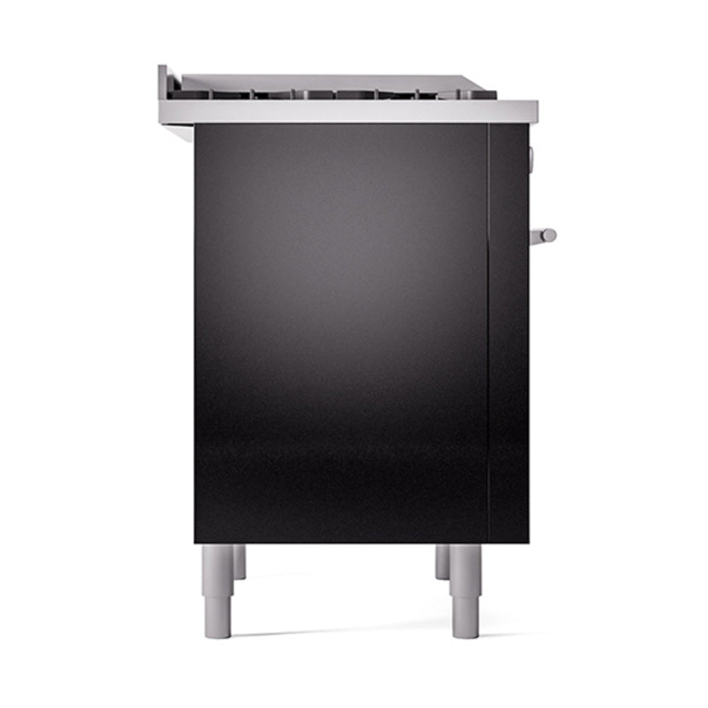 ILVE 36-Inch Professional Plus II Propane Gas Dual Fuel Range with 6 Burners and Solid Door in Glossy Black (UP36FQMPBKLP)