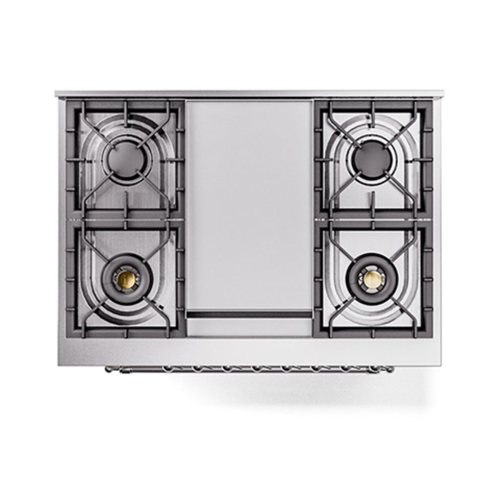 ILVE 36-Inch Nostalgie II Propane Gas Dual Fuel Range with Solid Door Oven, 6 Burners in Antique White with Chrome Trim (UP36FQNMPAWCLP)