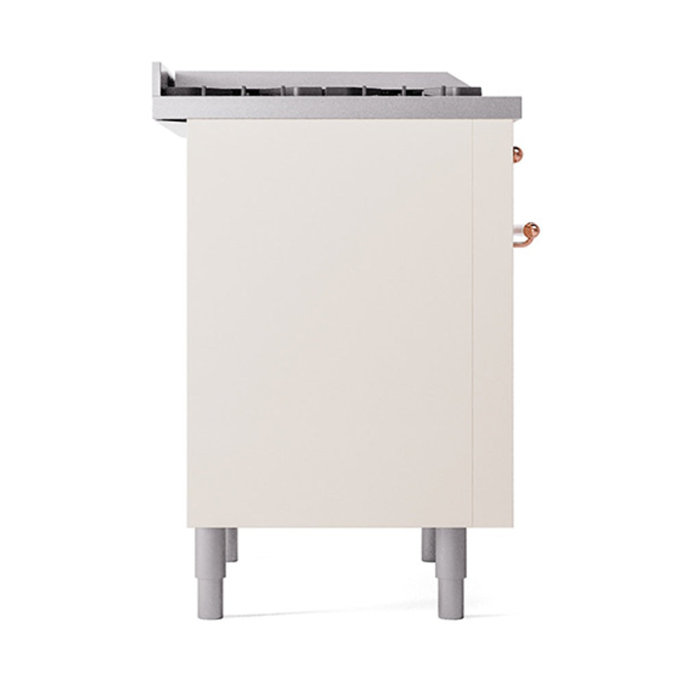 ILVE 36-Inch Nostalgie II Propane Gas Dual Fuel Range with 6 Burners and Solid Door Oven in Antique White with Copper Trim (UP36FQNMPAWPLP)