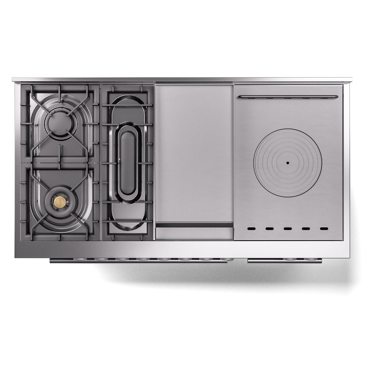 ILVE Professional Plus II 48-inch Natural Gas Dual Fuel Range with 5 Burners, Griddle, & French Top with Triple Glass Door Oven in Matte Graphite (UP48FSWMPMG)