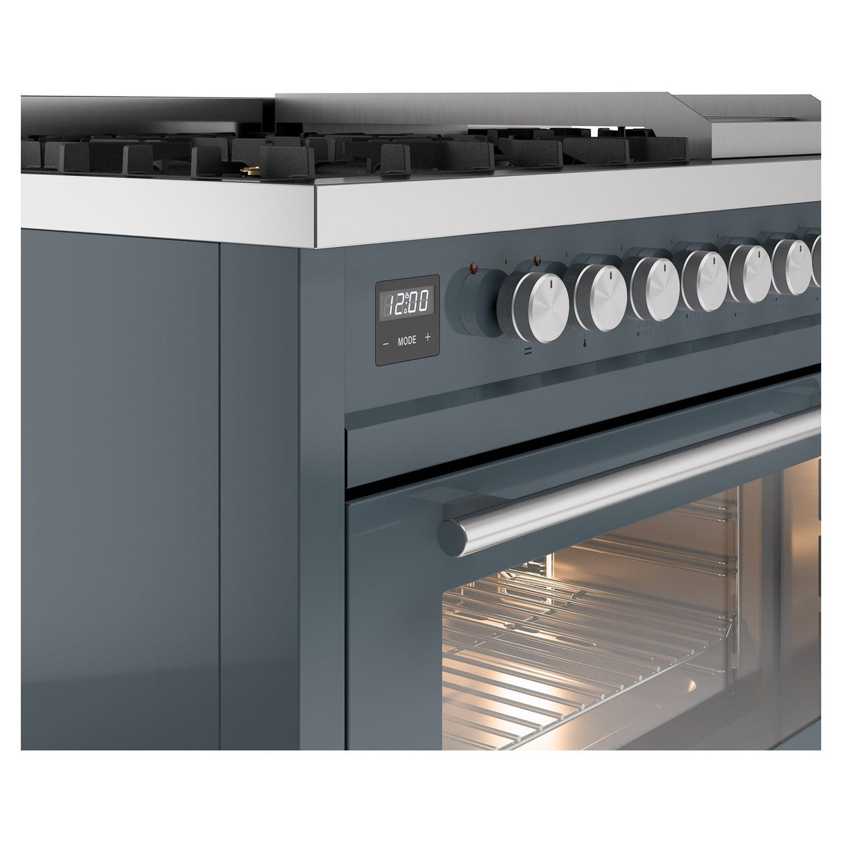 ILVE 48-Inch Professional Plus II Freestanding Natural Gas Dual Fuel Range with 8 Sealed Burner in Blue Grey (UP48FWMPBG)