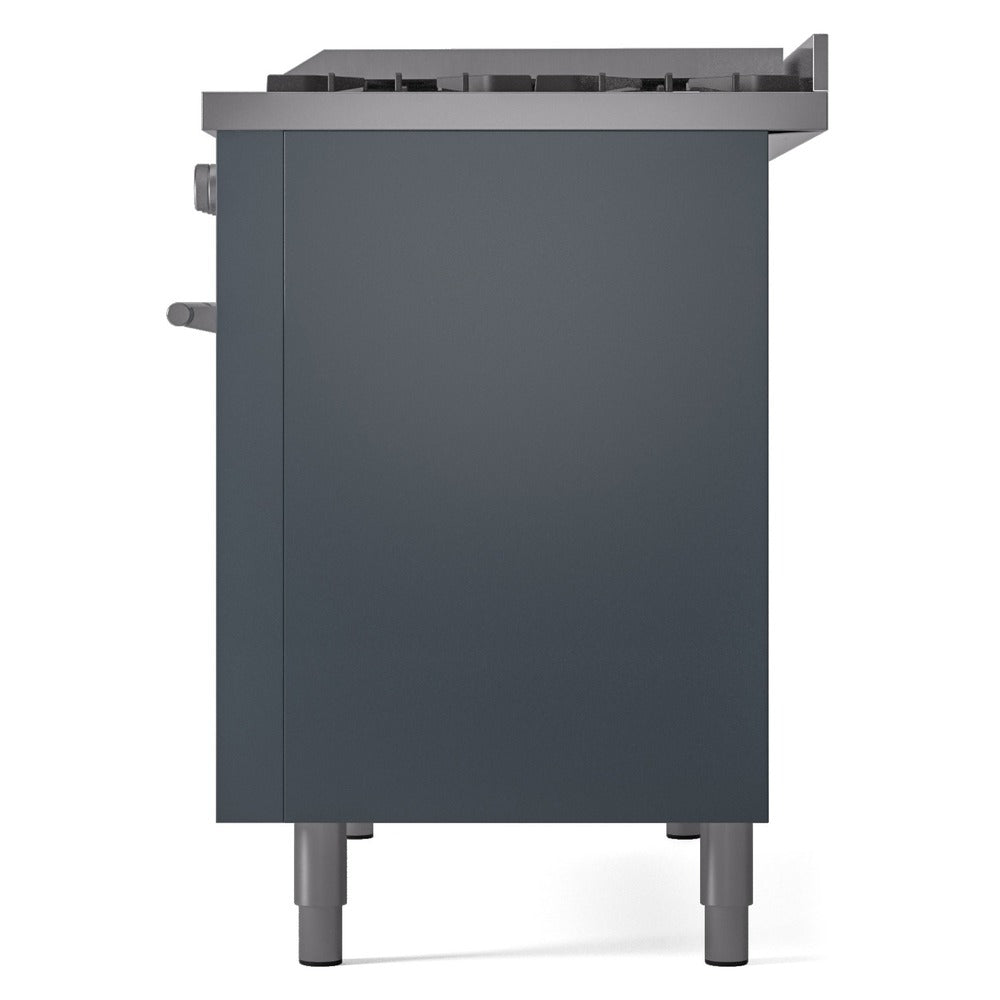 ILVE 48-Inch Professional Plus II Freestanding Natural Gas Dual Fuel Range with 8 Sealed Burner in Blue Grey (UP48FWMPBG)