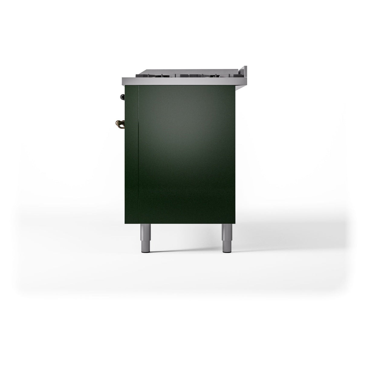 ILVE 60-Inch Nostalgie II Natural Gas Dual Fuel Range with 9 Burners, Griddle and Triple Glass Door Oven in Emerald Green with Bronze Trim (UP60FNMPEGB)