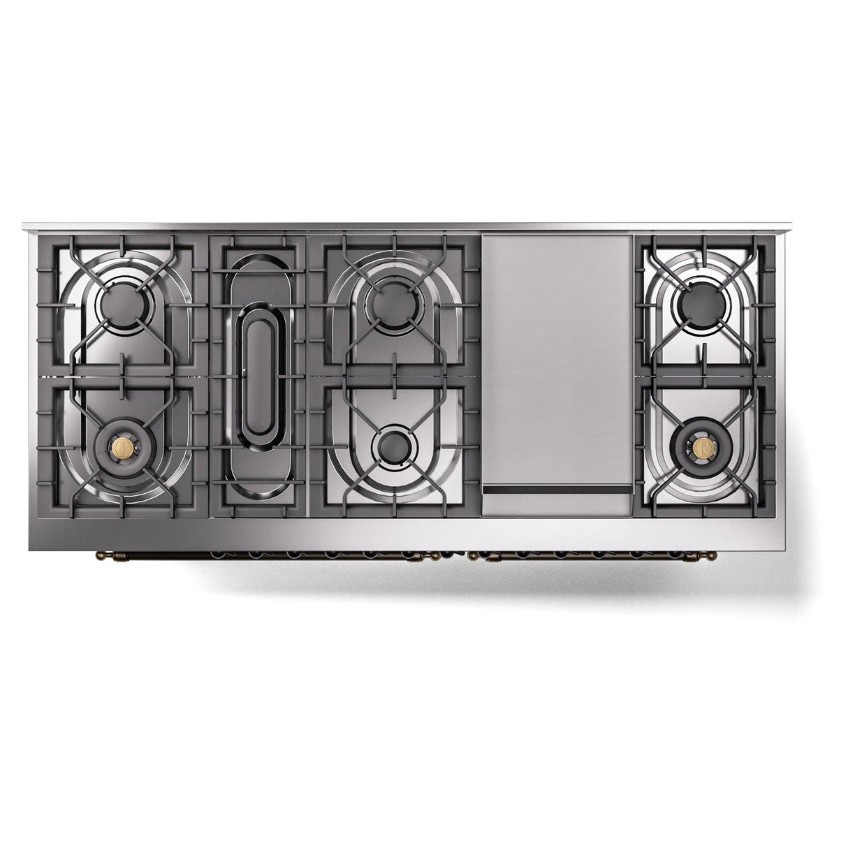ILVE 60-Inch Nostalgie II Propane Gas Dual Fuel Range with 9 Burners, Griddle and Triple Glass Door Oven in Custom RAL with Bronze Trim (UP60FNMPRABLP)
