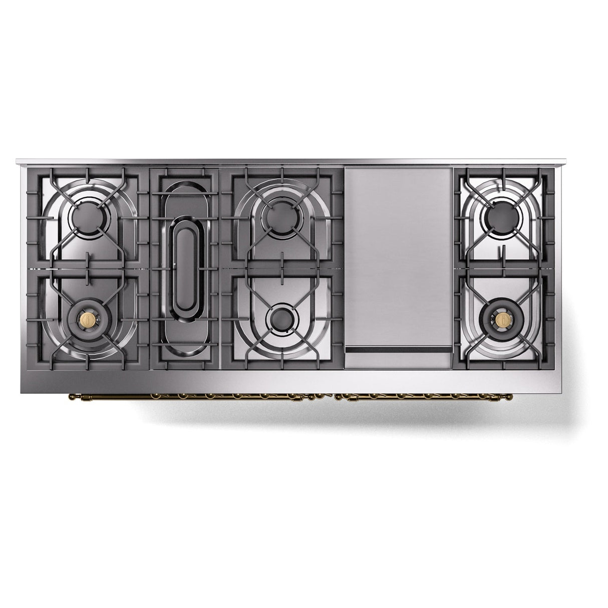 ILVE 60-Inch Nostalgie II Propane Gas Dual Fuel Range with 9 Burners, Griddle and Triple Glass Door Oven in RAL with Brass Trim (UP60FNMPRAGLP)
