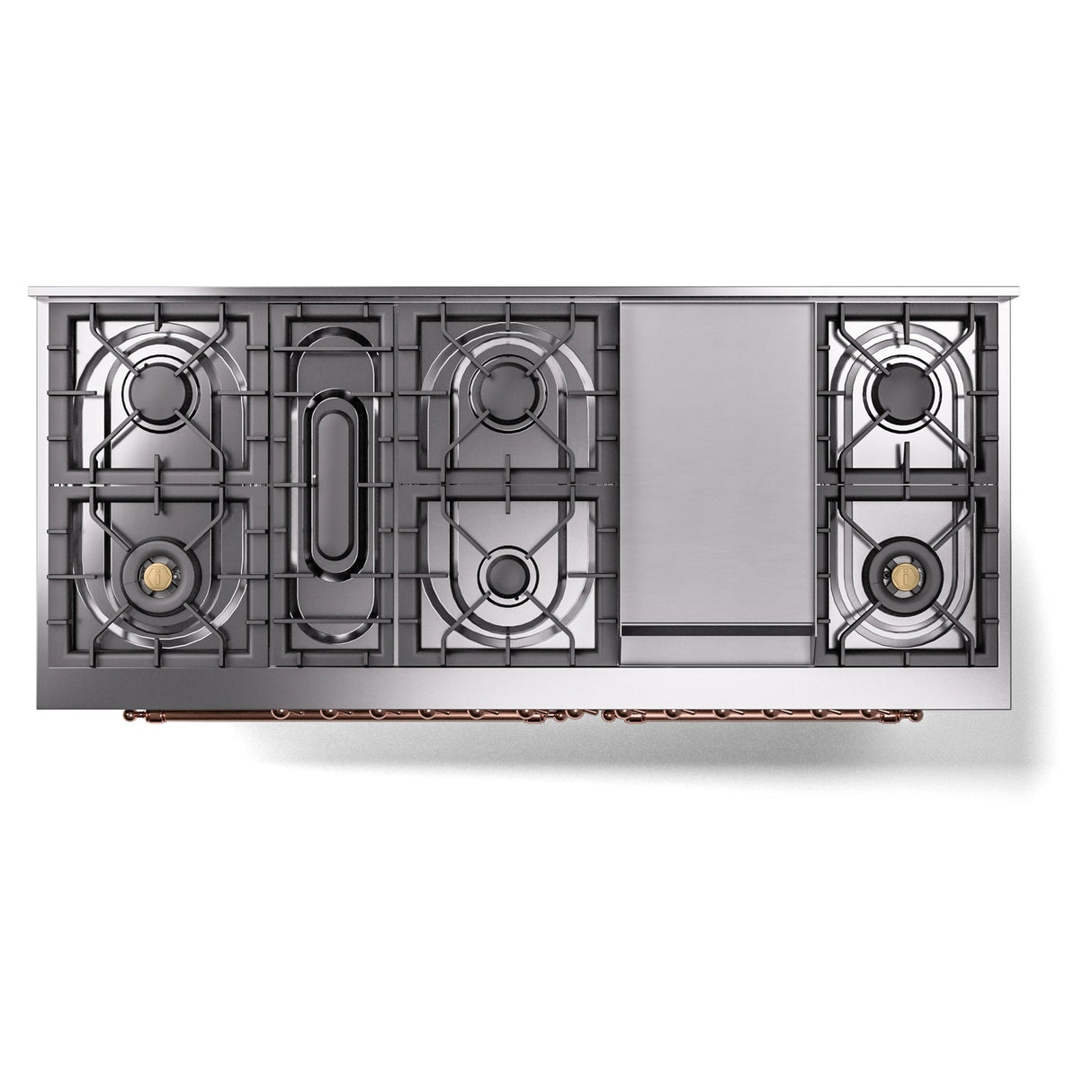 ILVE 60-Inch Nostalgie II Propane Gas Dual Fuel Range with 9 Burners, Griddle and Triple Glass Door Oven in Custom RAL with Copper Trim (UP60FNMPRAPLP)
