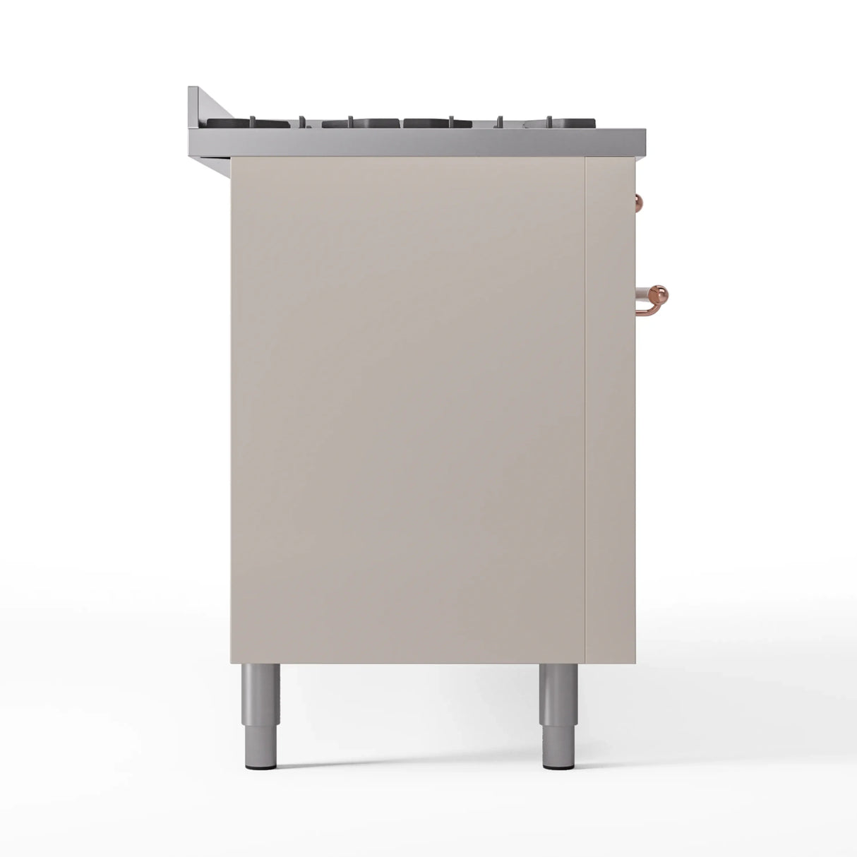 ILVE 60-Inch Nostalgie II Natural Gas Dual Fuel Range with 9 Burners, Griddle and Triple Glass Door Oven in Antique White with Copper Trim (UP60FNMPAWP)