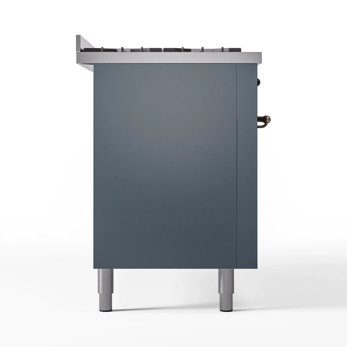 ILVE 60-Inch Nostalgie II Propane Gas Dual Fuel Range with 9 Burners, Griddle and Triple Glass Door Oven in Blue Grey with Bronze Trim (UP60FNMPBGBLP)