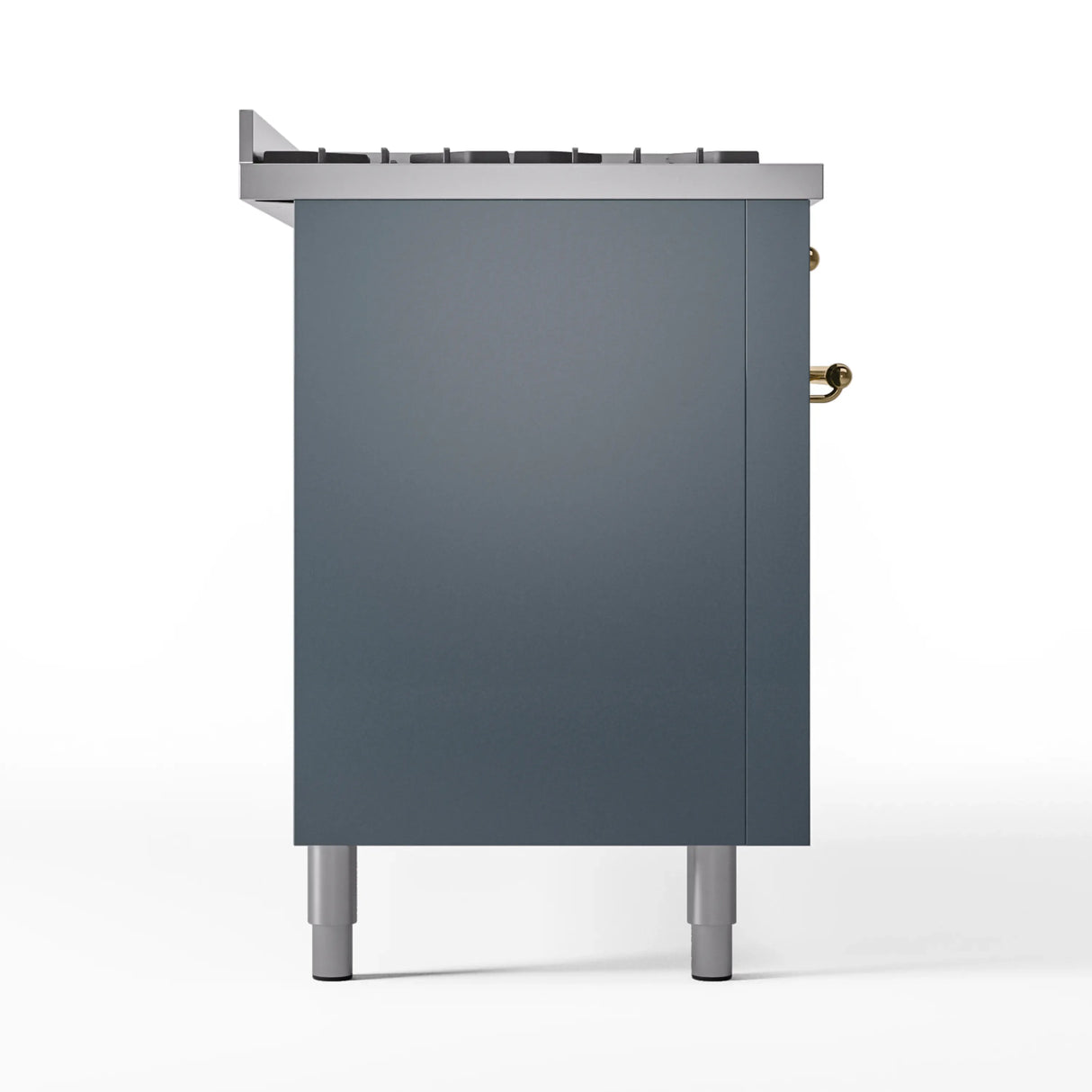 ILVE Nostalgie II 60-Inch Dual Fuel Freestanding Range in Blue Grey with Brass Trim (UP60FNMPBGGLP)