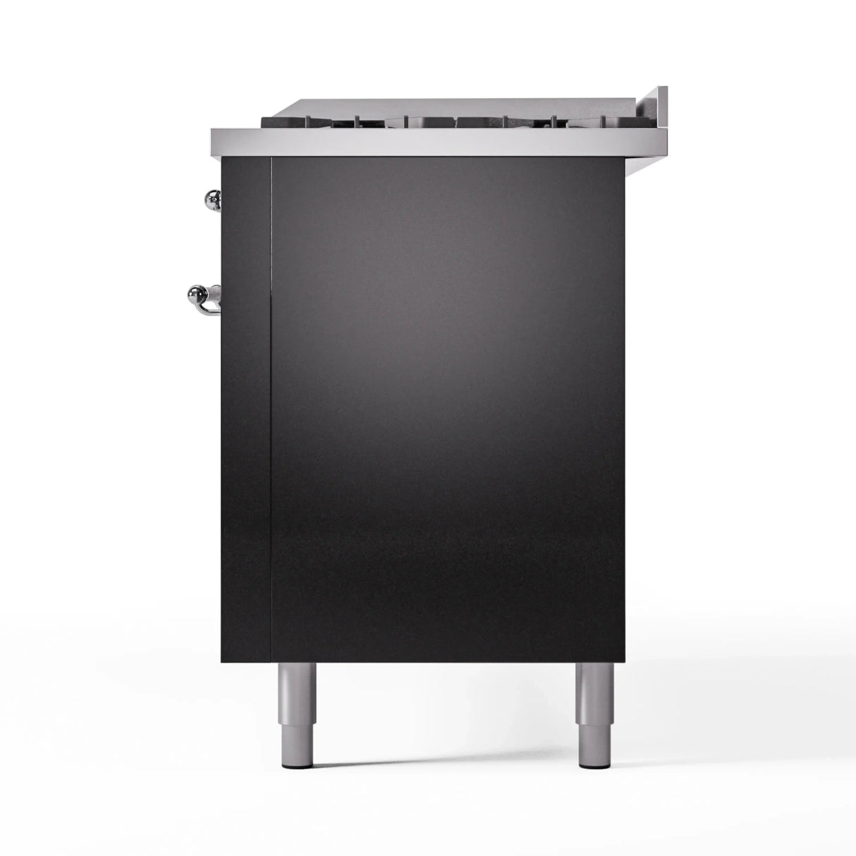 ILVE 60-Inch Nostalgie II Propane Gas Dual Fuel Range with 9 Burners, Griddle and Triple Glass Door Oven in Glossy Black with Chrome Trim (UP60FNMPBKCLP)