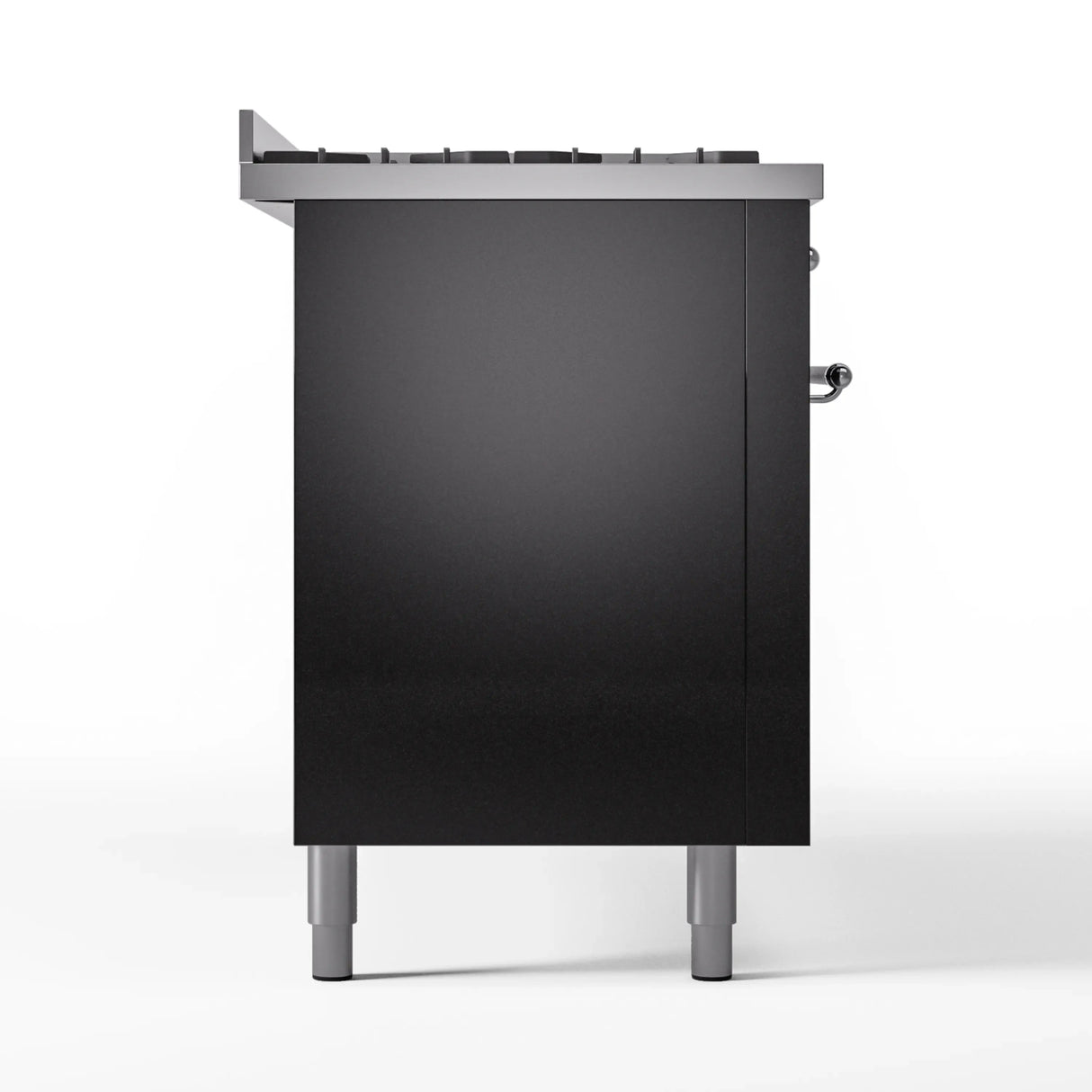 ILVE 60-Inch Nostalgie II Natural Gas Dual Fuel Range with 9 Burners, Griddle and Triple Glass Door Oven in Glossy Black with Chrome Trim (UP60FNMPBKC)