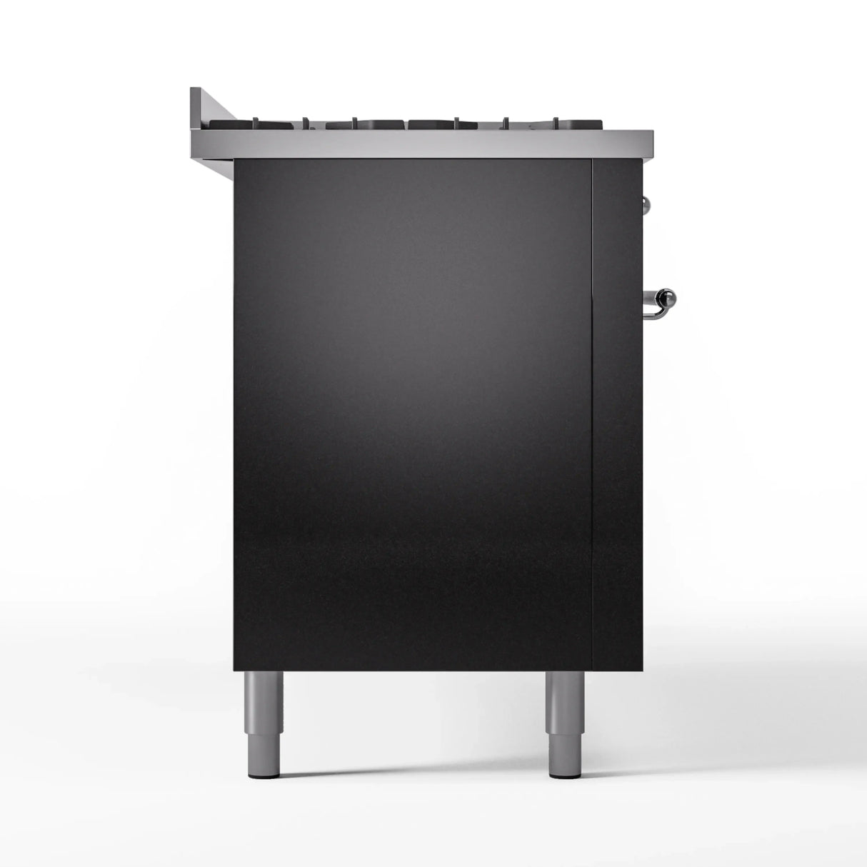 ILVE 60-Inch Nostalgie II Propane Gas Dual Fuel Range with 9 Burners, Griddle and Triple Glass Door Oven in Glossy Black with Chrome Trim (UP60FNMPBKCLP)