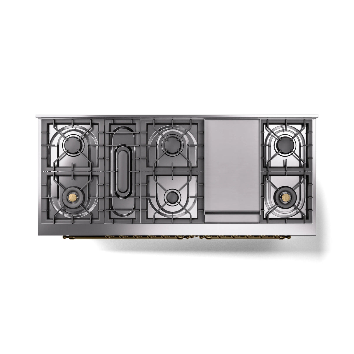 ILVE 60-Inch Nostalgie II Propane Gas Dual Fuel Range with 9 Burners, Griddle and Triple Glass Door Oven in Glossy Black with Brass Trim (UP60FNMPBKGLP)