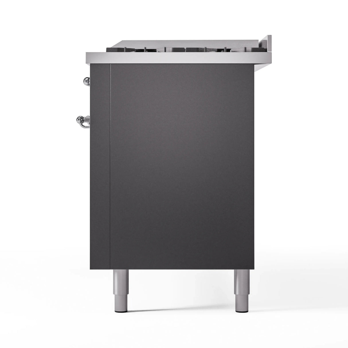 ILVE 60-Inch Nostalgie II Propane Gas Dual Fuel Range with 9 Burners, Griddle and Triple Glass Door Oven in Matte Graphite with Chrome Trim (UP60FNMPMGCLP)