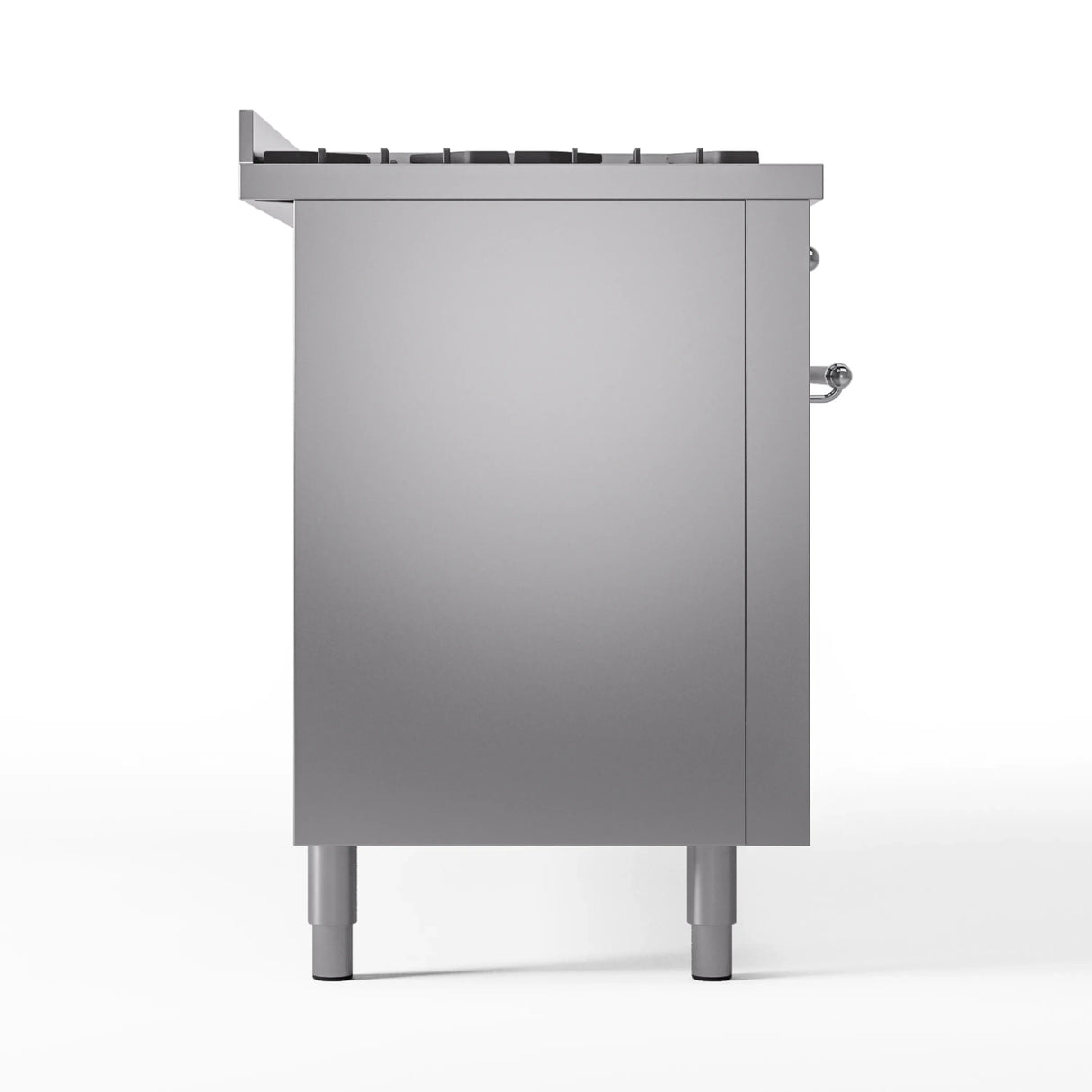 ILVE 60-Inch Nostalgie II Natural Gas Dual Fuel Range with 9 Burners, Griddle and Triple Glass Door Oven in Stainless Steel with Chrome Trim (UP60FNMPSSC)