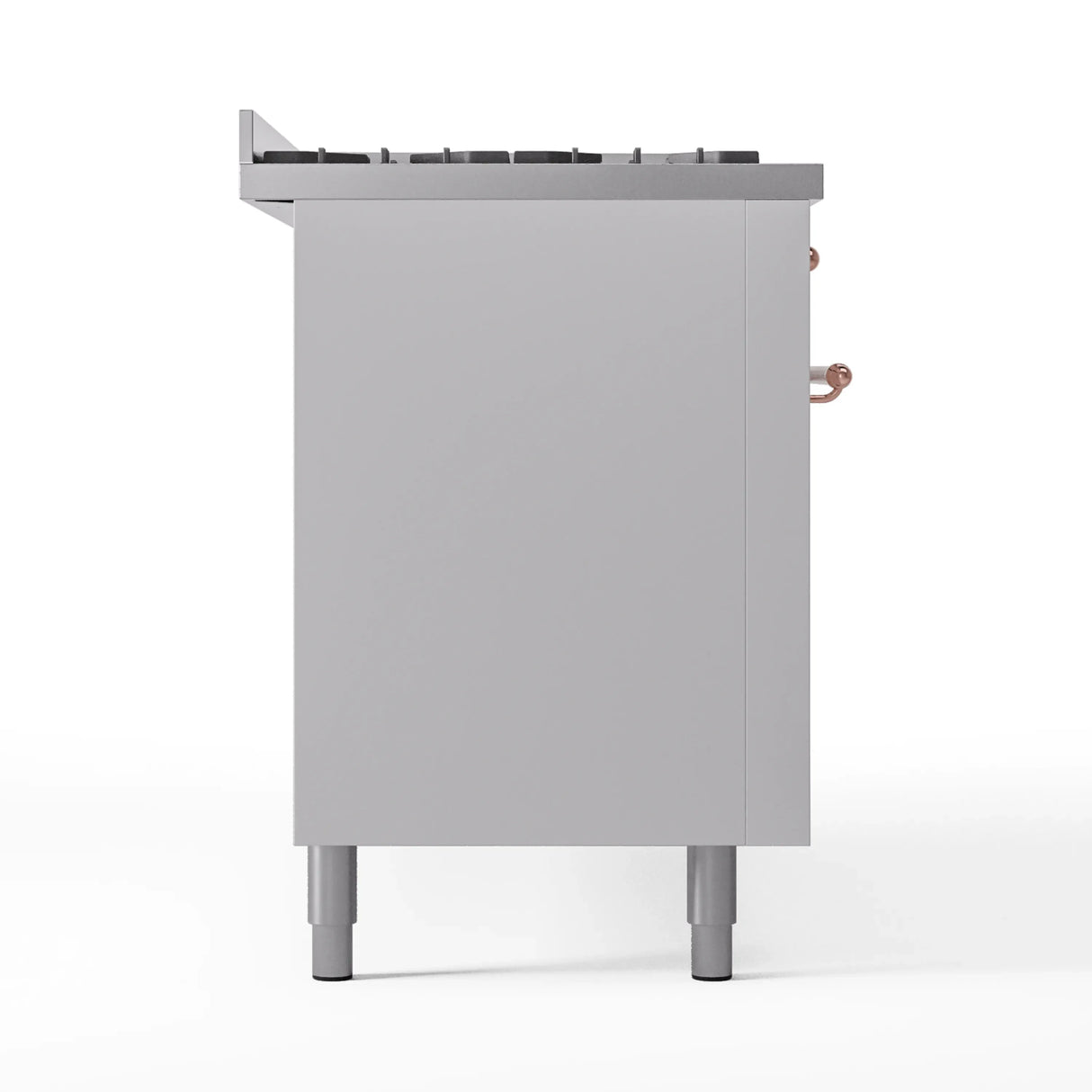 ILVE 60-Inch Nostalgie II Natural Gas Dual Fuel Range with 9 Burners, Griddle and Triple Glass Door Oven in White with Copper Trim (UP60FNMPWHP)