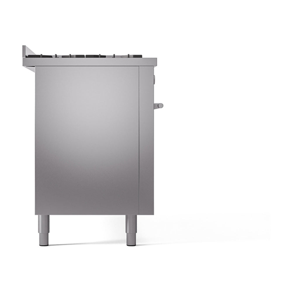 ILVE 60-inch Professional Plus II Natural Gas Dual Fuel Range with 9 Burners, Griddle, and Solid Door Oven in Stainless Steel (UP60FQMPSS)