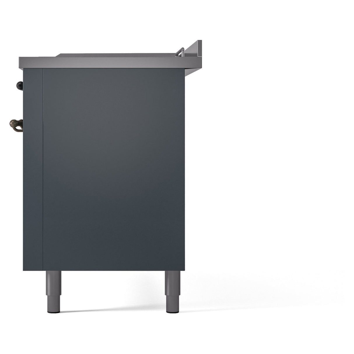 ILVE Nostalgie II 60-Inch Propane Gas Dual Fuel Range with 7 Burners, Griddle, & French Top with Triple Glass Door Oven in Blue Grey with Bronze Trim (UP60FSNMPBGBLP)
