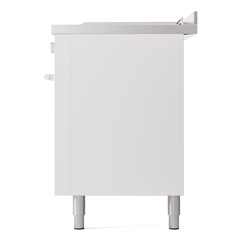 ILVE Professional Plus II 60-Inch Natural Gas Dual Fuel Range with 7 Burners, Griddle, & French Top with Solid Door Oven in White (UP60FSQMPWH)