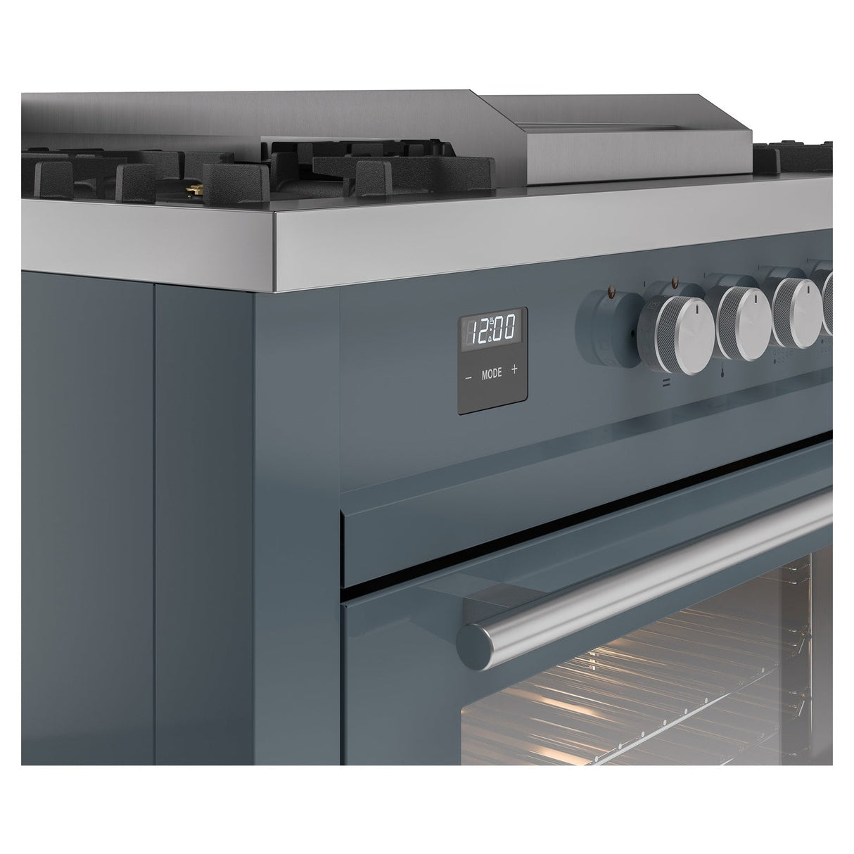 ILVE Professional Plus II 60-Inch Propane Gas Dual Fuel Range with 7 Burners, Griddle, & French Top with Triple Glass Door Oven in Blue Grey (UP60FSWMPBGLP)