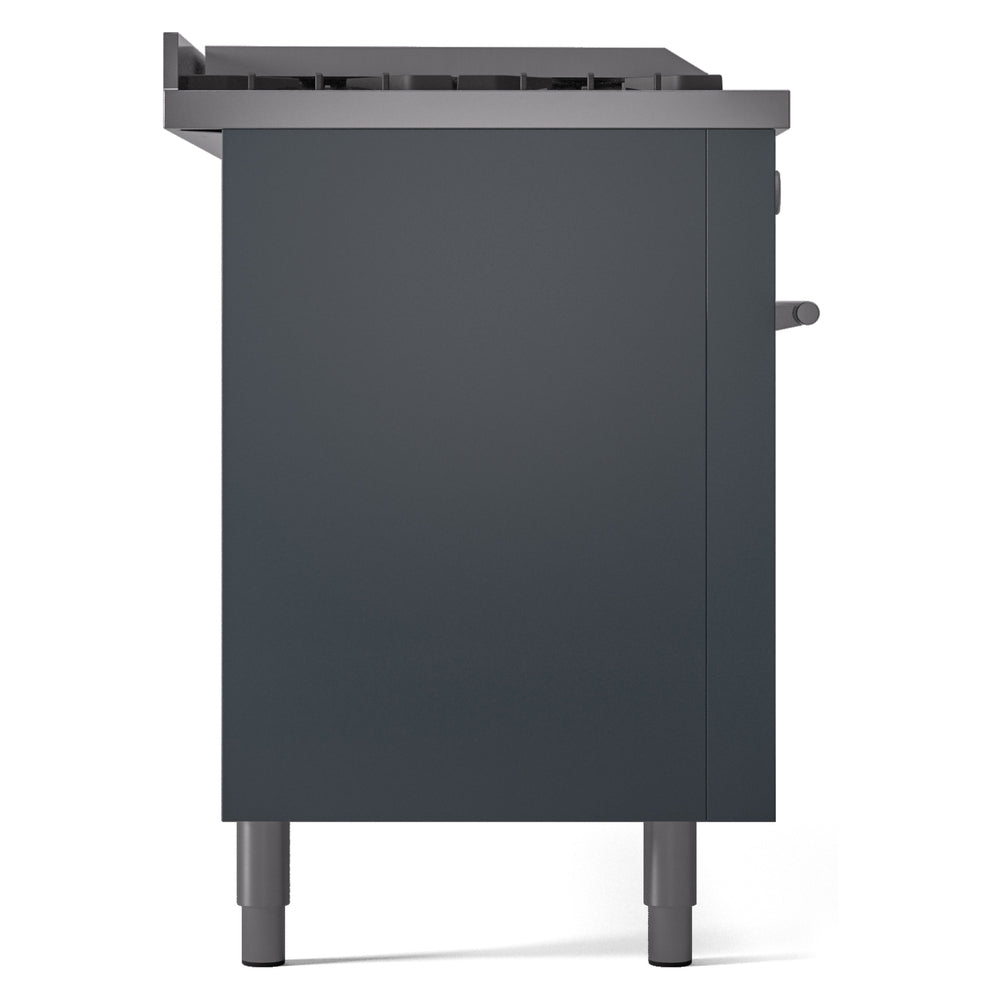 ILVE Professional Plus II 60-Inch Natural Gas Dual Fuel Range with 7 Burners, Griddle, & French Top with Triple Glass Door Oven in Blue Grey (UP60FSWMPBG)