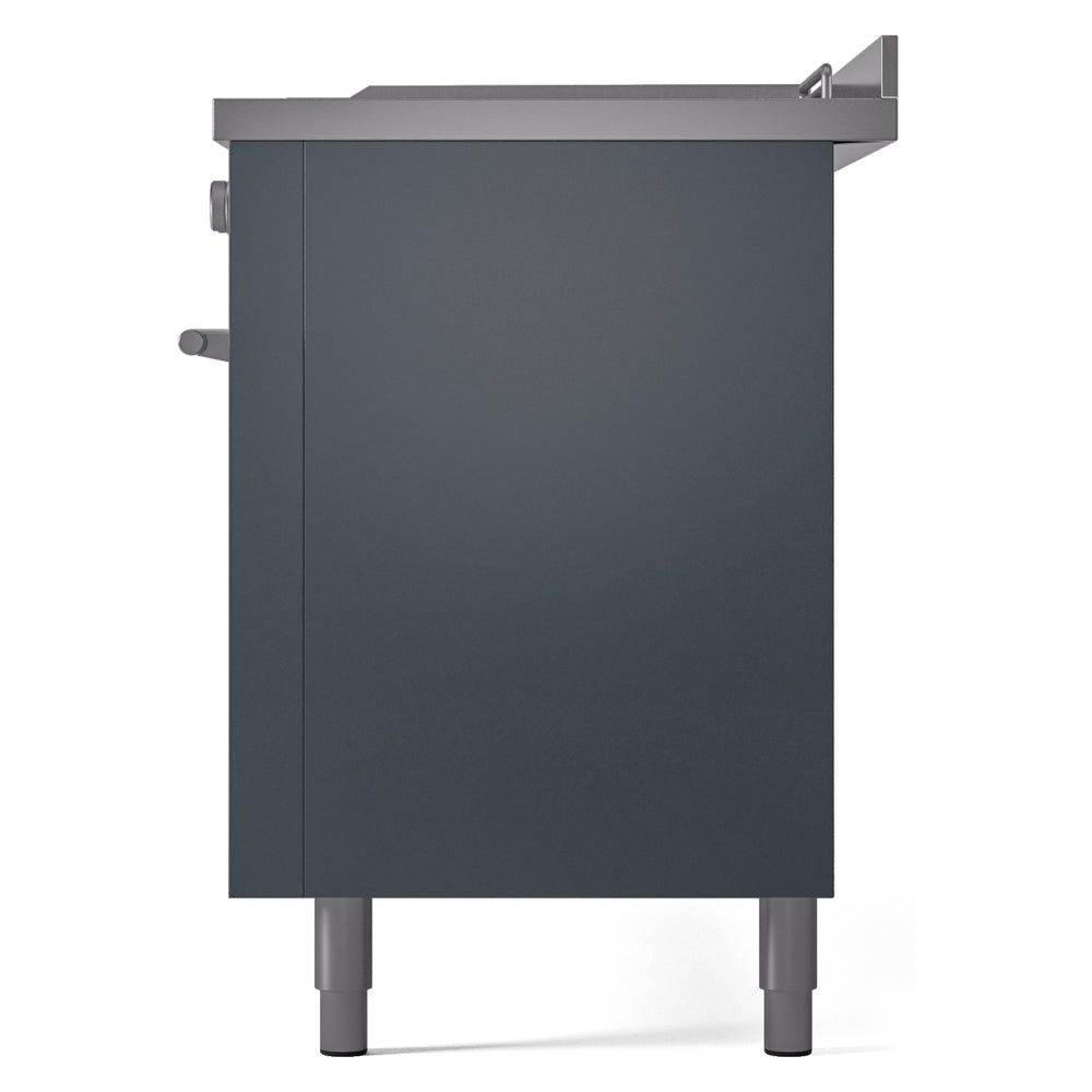 ILVE Professional Plus II 60-Inch Natural Gas Dual Fuel Range with 7 Burners, Griddle, & French Top with Triple Glass Door Oven in Blue Grey (UP60FSWMPBG)