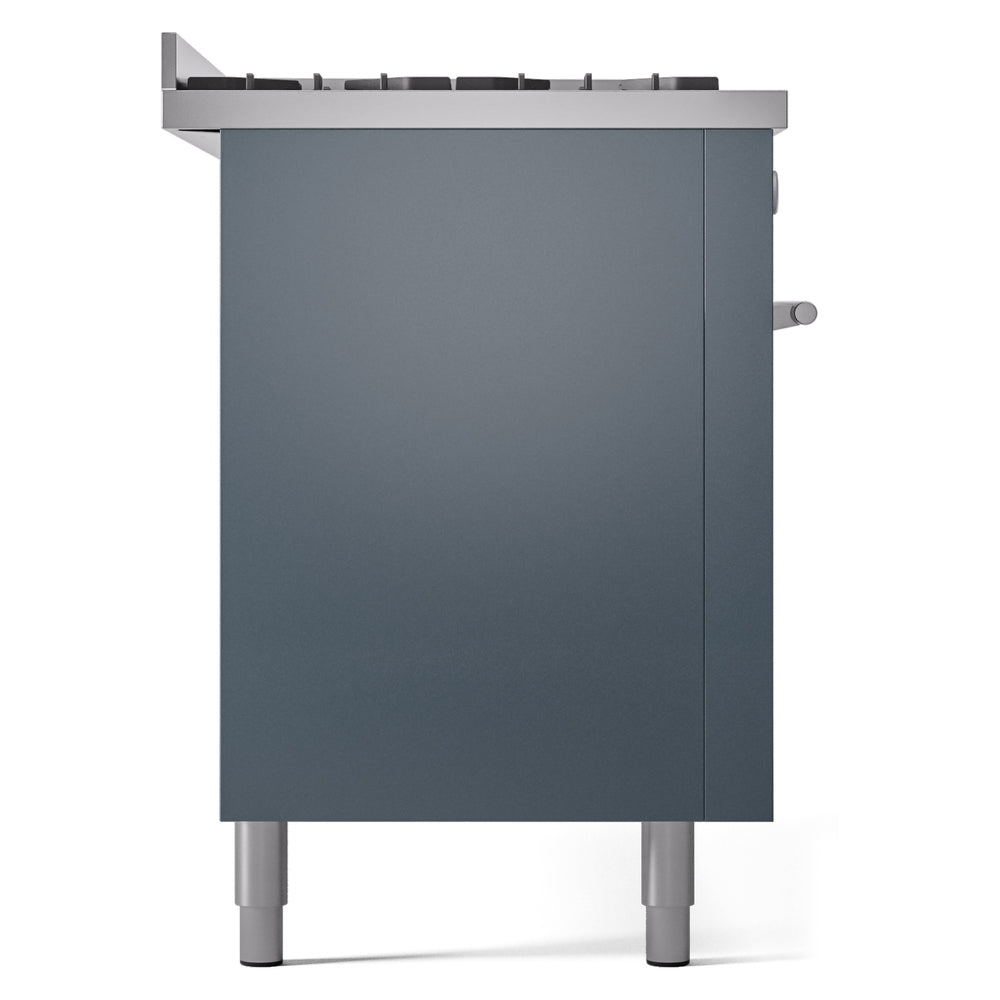 ILVE 60-inch Professional Plus II Natural Gas Dual Fuel Range with 9 Burners, Griddle, and Triple Glass Door Oven in Blue Grey (UP60FWMPBG)