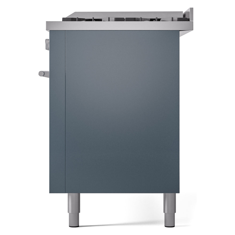 ILVE 60-inch Professional Plus II Propane Gas Dual Fuel Range with 9 Burners, Griddle, and Triple Glass Door Oven in Blue Grey (UP60FWMPBGLP)