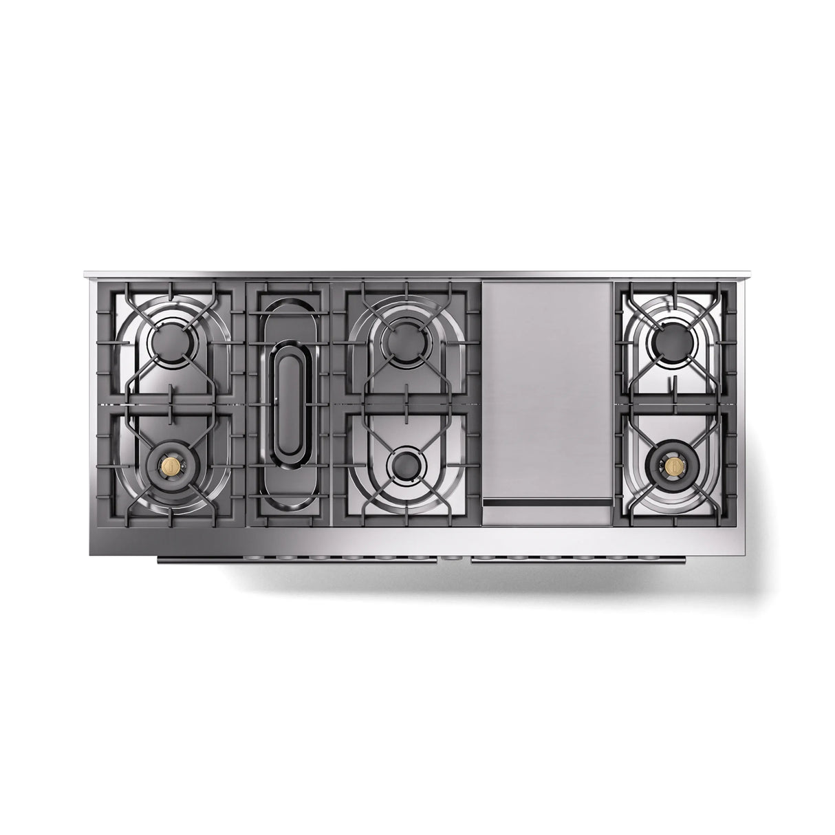 ILVE 60-inch Professional Plus II Natural Gas Dual Fuel Range with 9 Burners, Griddle, and Triple Glass Door Oven in Glossy Black (UP60FWMPBK)