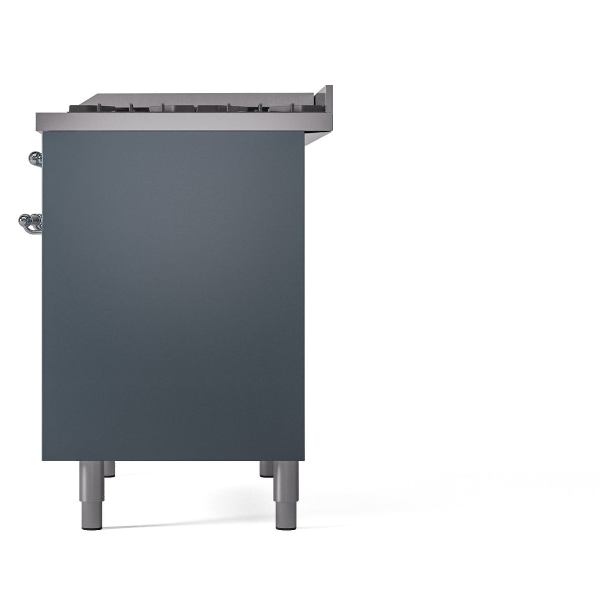 ILVE Nostalgie II 40-Inch Dual Fuel Freestanding Range in Blue Grey with Chrome Trim (UPD40FNMPBGCLP)
