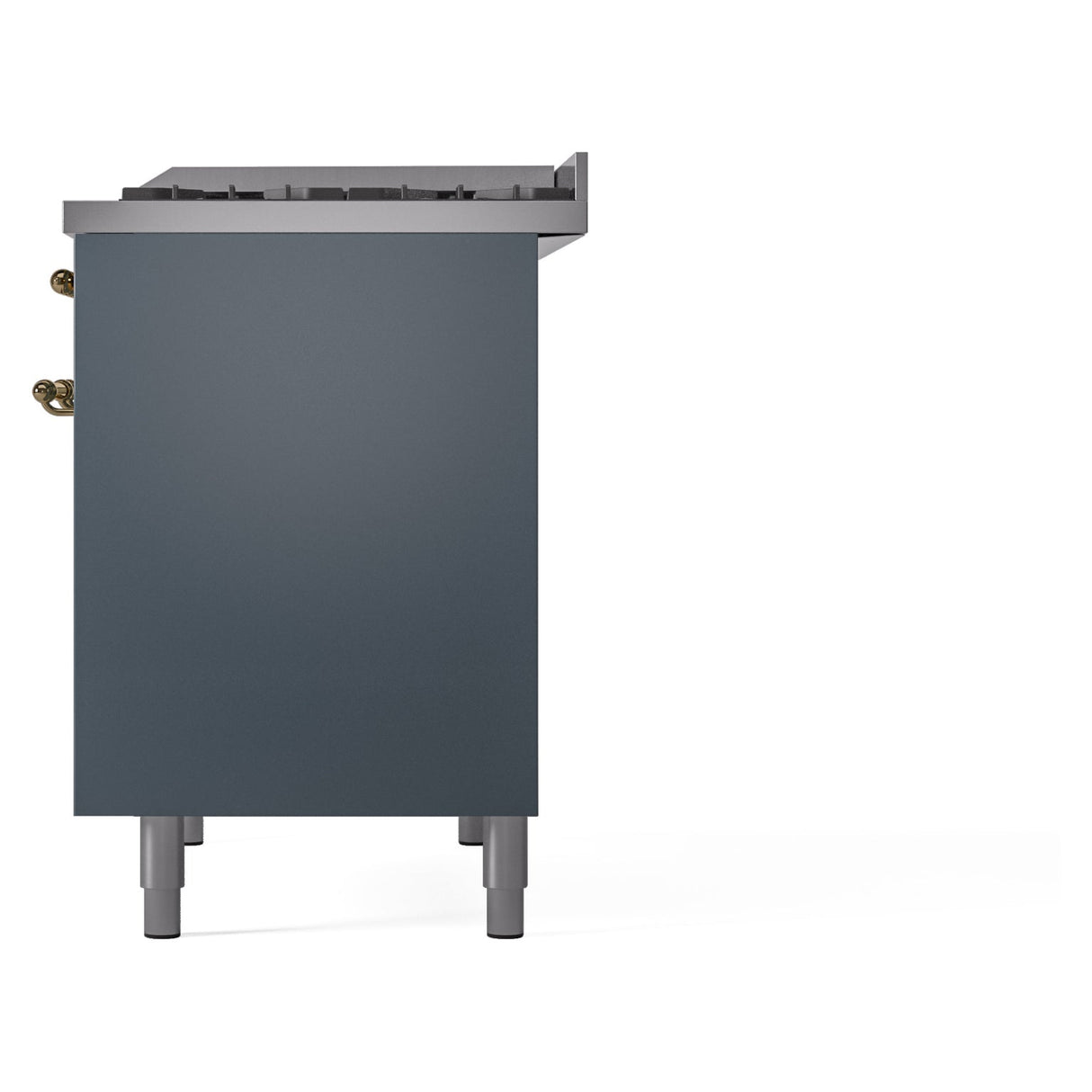 ILVE Nostalgie II 40-Inch Dual Fuel Freestanding Range in Blue Grey with Brass Trim (UPD40FNMPBGGLP)