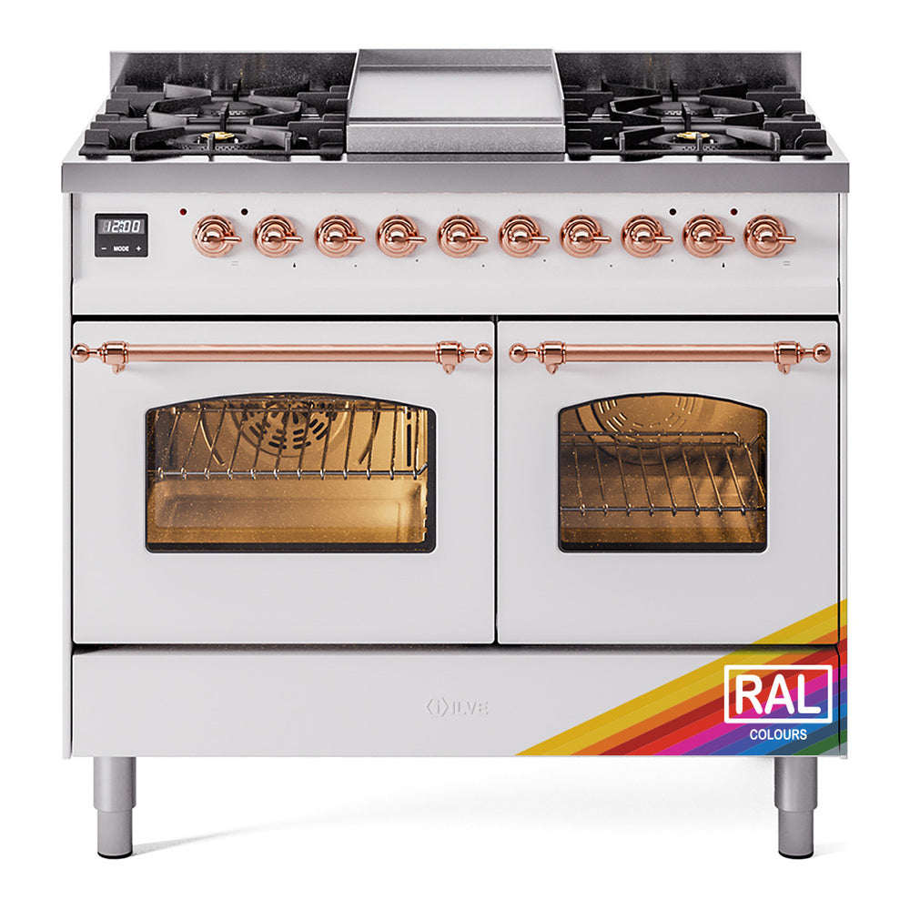ILVE Nostalgie II 40-Inch Dual Fuel Freestanding Range in Custom RAL with Copper Trim (UPD40FNMPRAPLP)